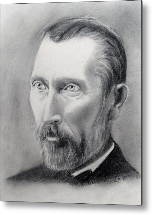 Van Gogh Metal Print featuring the drawing Van Gogh Pencil Portrait by Andrea Realpe