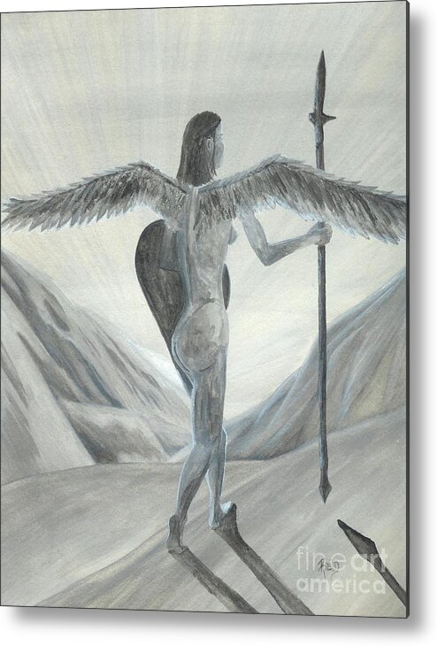 Angel Metal Print featuring the painting Watching... Waiting... by Robert Meszaros