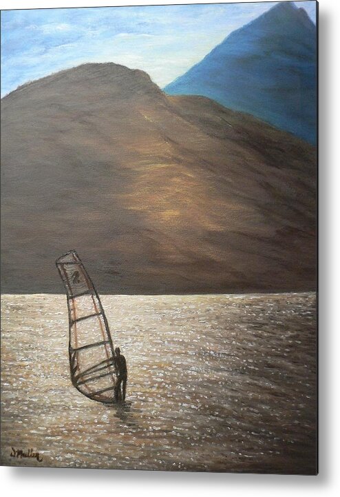 Switzerland Metal Print featuring the painting Windsurfing by Donna Muller