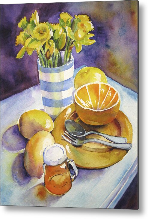 Still Life Metal Print featuring the painting Yellow Still Life by Susan Herbst