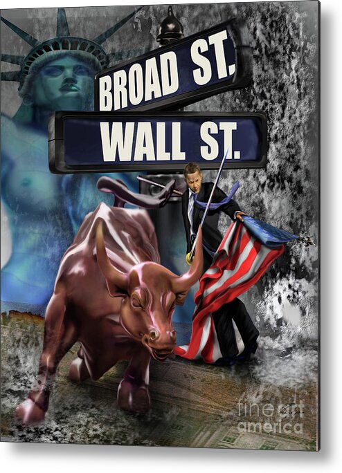 Wall Street Metal Print featuring the painting Ole Obama - Ole - Ole - Ole by Reggie Duffie
