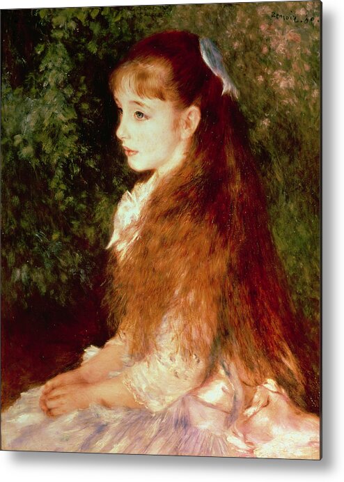Impressionist; Girl; Young; Sister; Anvers Metal Print featuring the painting Portrait of Mademoiselle Irene Cahen d'Anvers by Pierre Auguste Renoir