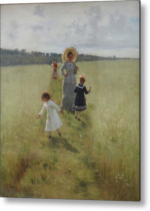 Ilya Repin Metal Print featuring the painting At the Boundary by Ilya Repin