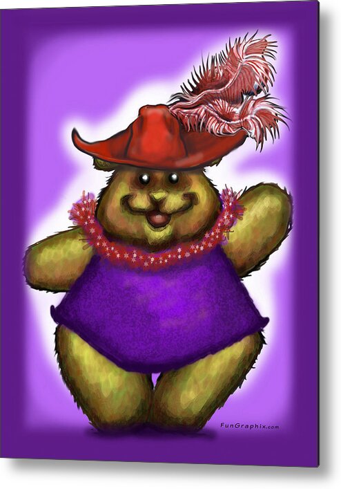 Bear Metal Print featuring the digital art Bear in Red Hat #1 by Kevin Middleton