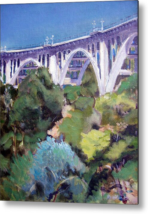 Plein Air Metal Print featuring the painting Colorado Street Bridge #1 by Richard Willson