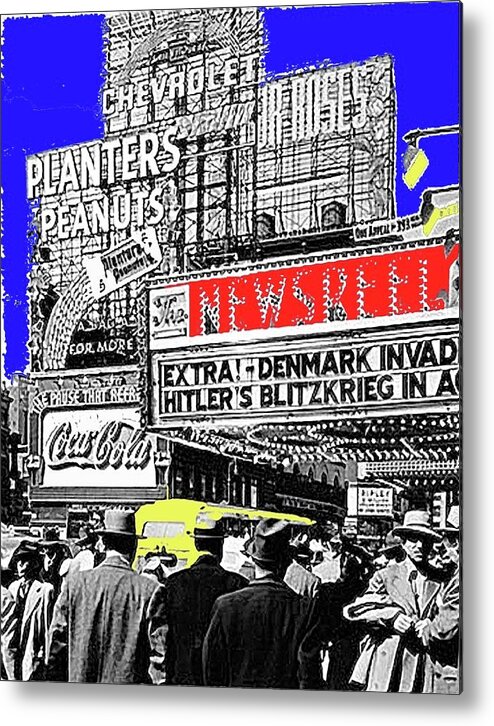 Film Homage Embassy Newsreel Theater 1940 Times Square New York City 2008 Metal Print featuring the photograph Film Homage Embassy Newsreel Theater 1940 Times Square New York City 2008 #1 by David Lee Guss