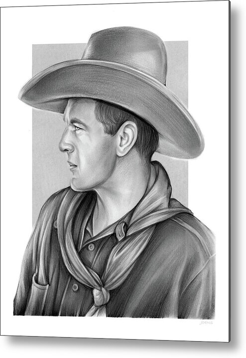 Gary Cooper Metal Print featuring the drawing Gary Cooper #1 by Greg Joens