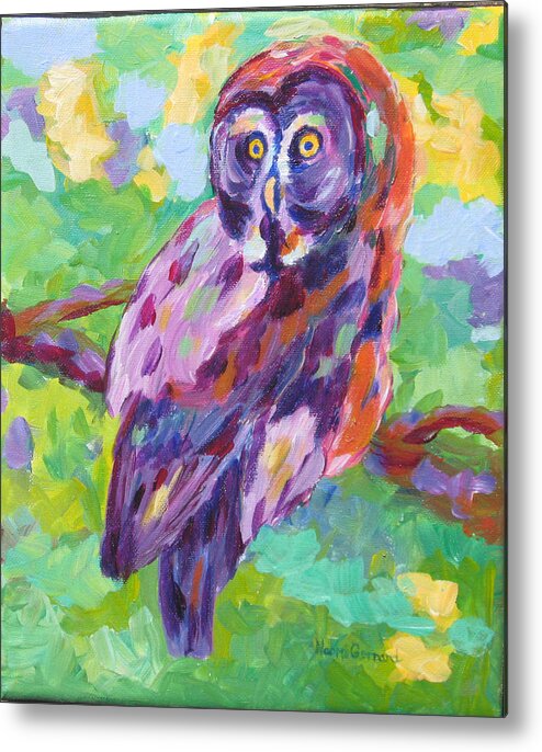 Owl Metal Print featuring the painting Great Gray owl #1 by Naomi Gerrard