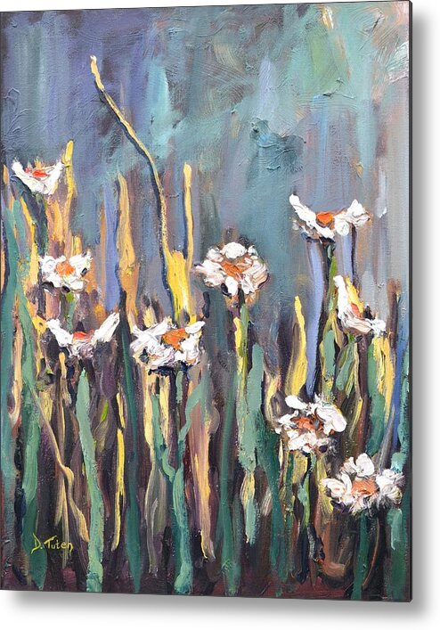 Floral Metal Print featuring the painting Impasto Daisies by Donna Tuten