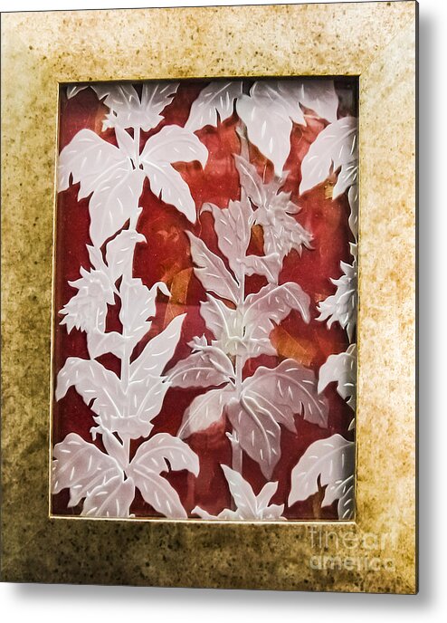 Red Metal Print featuring the glass art Interpenetrating Images by Alone Larsen