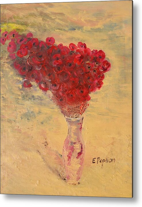 Poppies Metal Print featuring the painting Lest We Forget by Evelina Popilian