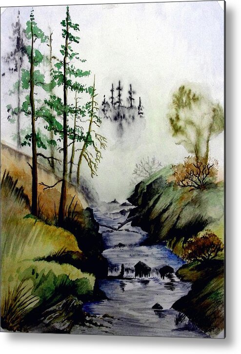 Creek Metal Print featuring the painting Misty Creek #1 by Jimmy Smith