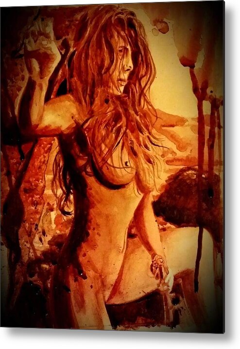 Jessica Metal Print featuring the painting Nude On Beach by Ryan Almighty