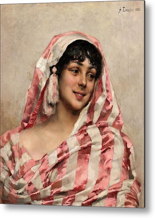 Albert Edelfelt Metal Print featuring the painting Portrait Of A Lady #1 by MotionAge Designs