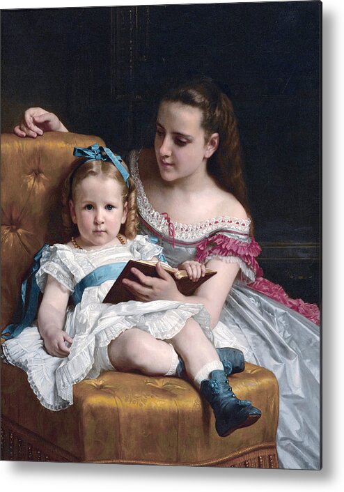 William-adolphe Bouguereau Metal Print featuring the painting Portrait of Eva and Frances Johnston #2 by William-Adolphe Bouguereau