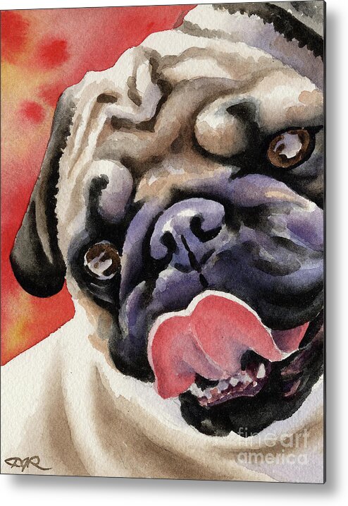 Pug Metal Print featuring the painting Pug #2 by David Rogers