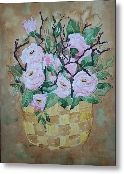 Roses Flowers Metal Print featuring the painting Roses #1 by Irenemaria Amoroso