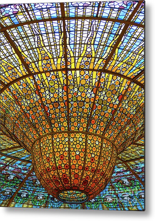 Catalana Metal Print featuring the photograph Skylight in Palace of Catalan Music #1 by Andrew Michael
