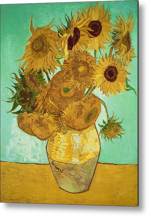 Sunflowers Metal Print featuring the painting Sunflowers by Van Gogh by Vincent Van Gogh