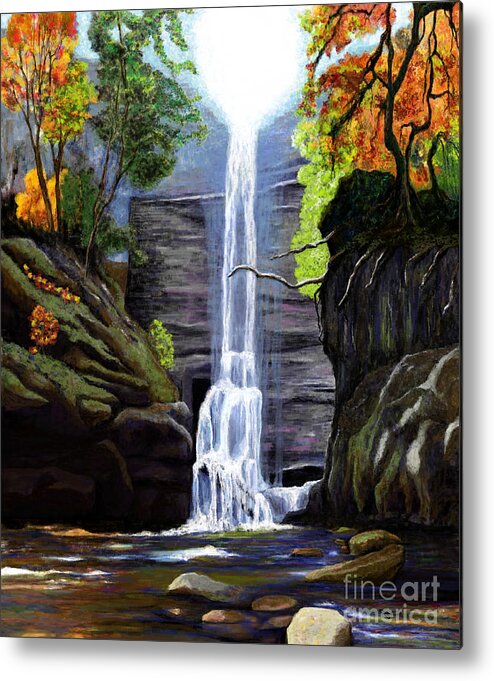 Waterfall Metal Print featuring the painting Waterfall at Starved Rock #2 by Jackie Case