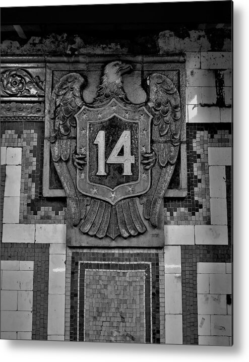 Architecture Metal Print featuring the photograph 14th Eagle Subway B W by Rob Hans