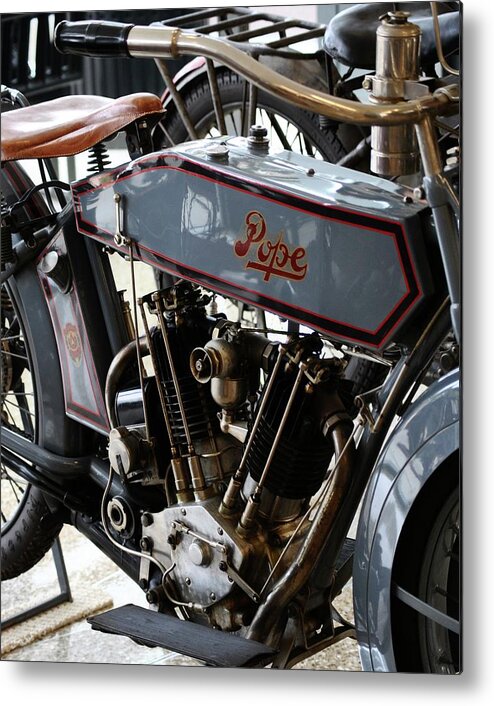 Motorcycle Metal Print featuring the photograph 1918 Pope Twin by Frank Larkin