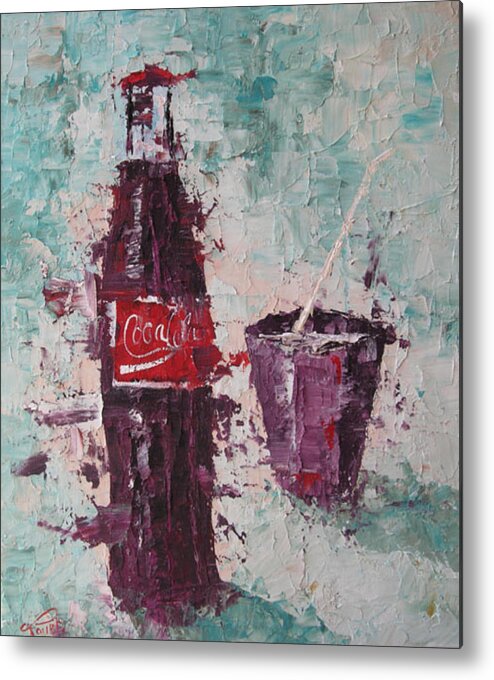 Seascape Metal Print featuring the painting Coca cola bottle #2 by Frederic Payet