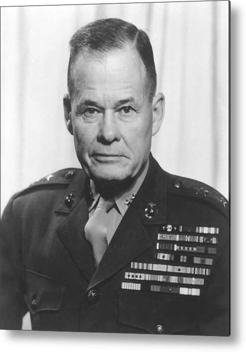Chesty Puller Metal Print featuring the painting General Lewis Chesty Puller by War Is Hell Store