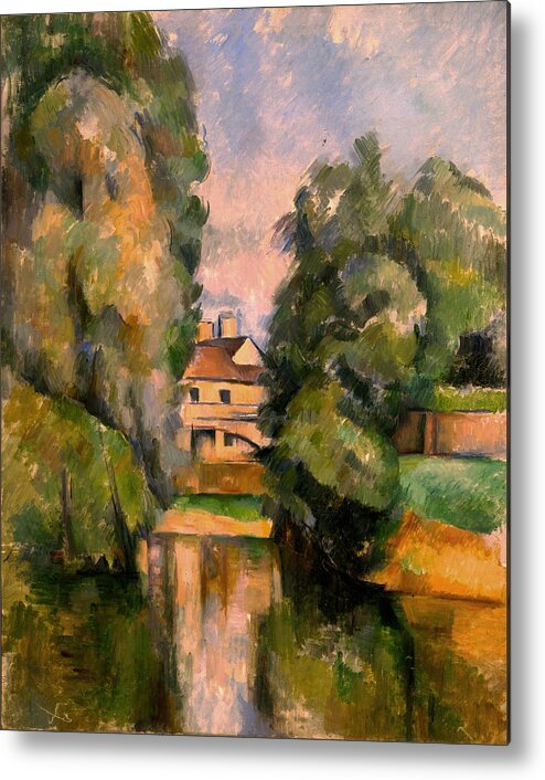 Paul Cezanne Metal Print featuring the painting Country House By A River #3 by Paul Cezanne