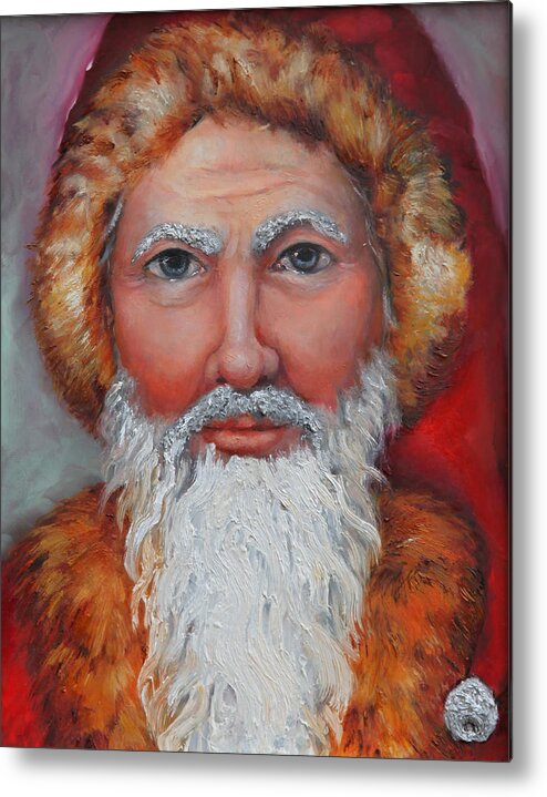Santa Claus Metal Print featuring the painting 3D Santa by Portraits By NC