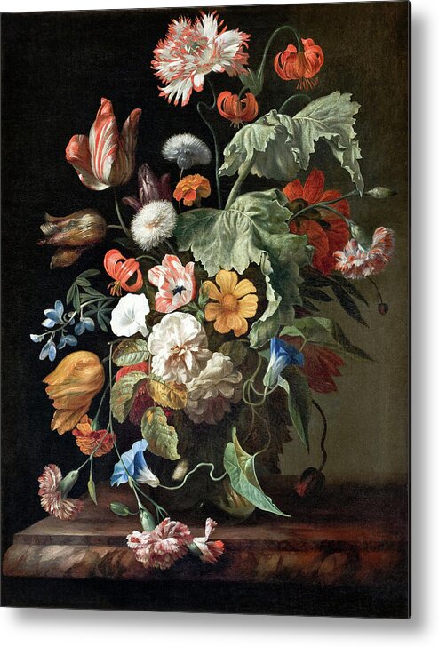 Rachel Metal Print featuring the painting Still Life with Flowers #5 by Rachel Ruysch