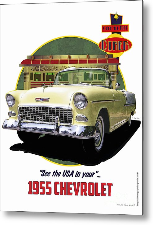Chevy Metal Print featuring the digital art 55 Chevy by Kenneth De Tore