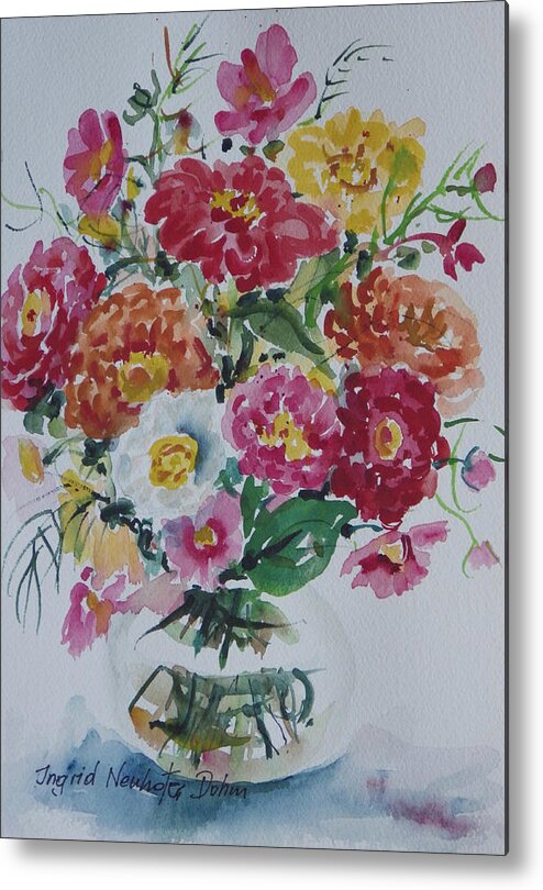 Flowers Metal Print featuring the painting Floral Still Life #3 by Ingrid Dohm