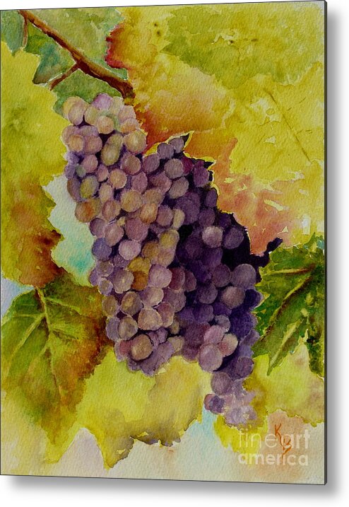 Grapes Metal Print featuring the painting A Bunch of Grapes by Karen Fleschler