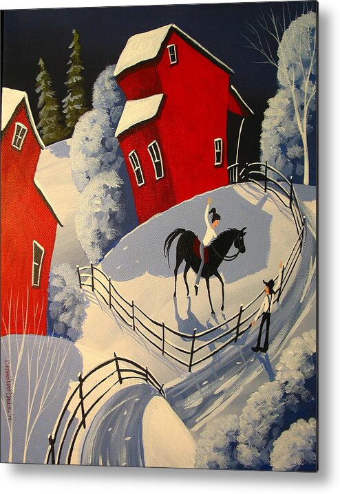 Landscape Metal Print featuring the painting A Cheery Hello by Debbie Criswell