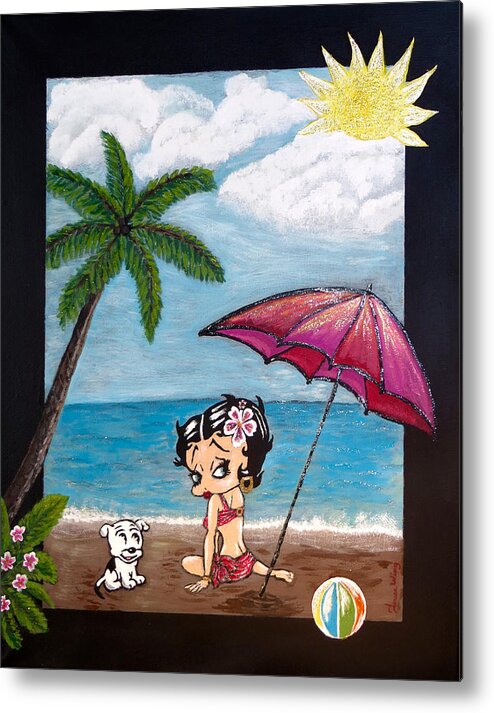Beach Metal Print featuring the painting A Day at the Beach by Teresa Wing