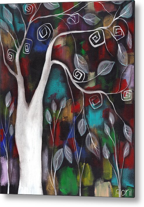 Whimsical Tree Metal Print featuring the painting A Lifetime of Color by Abril Andrade