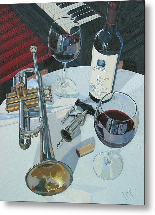 Wine Art Metal Print featuring the painting A Measure of Opus by Christopher Mize