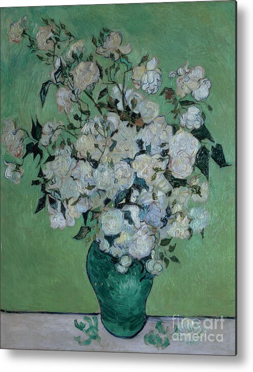 Vase Metal Print featuring the painting A Vase of Roses by Vincent van Gogh