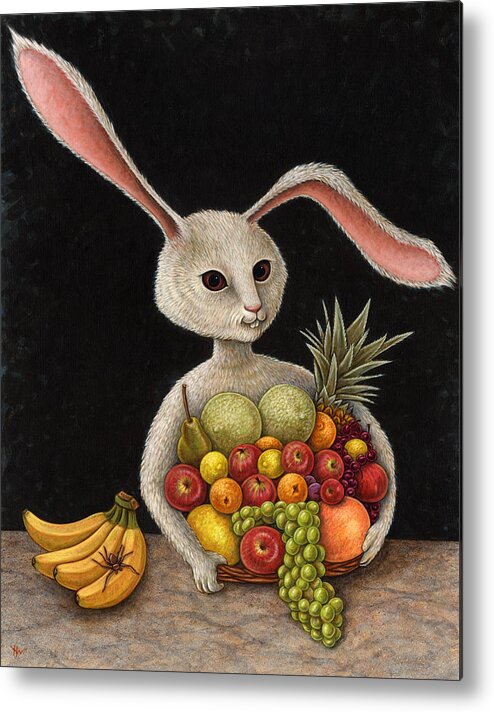 Rabbit Metal Print featuring the painting Abbondanza by Holly Wood