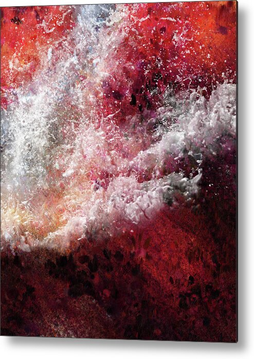 Fury Of The Red Seas Abstract Metal Print featuring the mixed media Abstract Artwork Fury Of The Red Seas by Georgiana Romanovna
