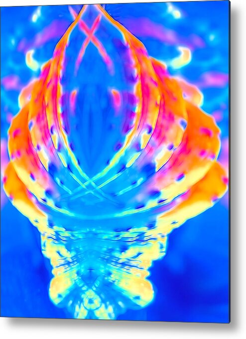 Circular Metal Print featuring the digital art Abstracts in Blue by Cathy Anderson