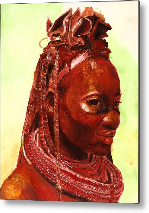 People Portrait Metal Print featuring the painting African Beauty by Portraits By NC