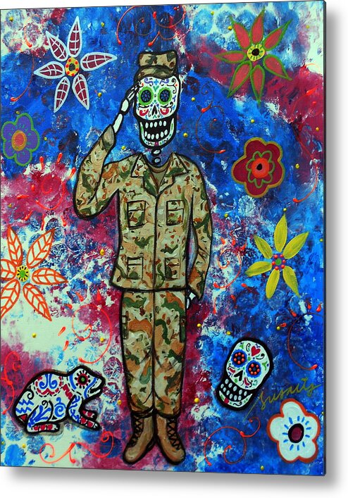 Air Metal Print featuring the painting Air Force Day Of The Dead by Pristine Cartera Turkus