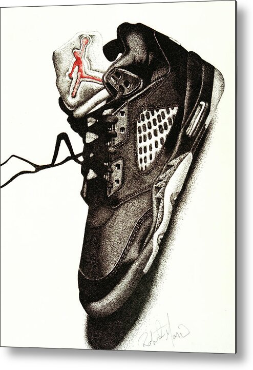 Shoes Metal Print featuring the drawing Air Jordan by Robert Morin