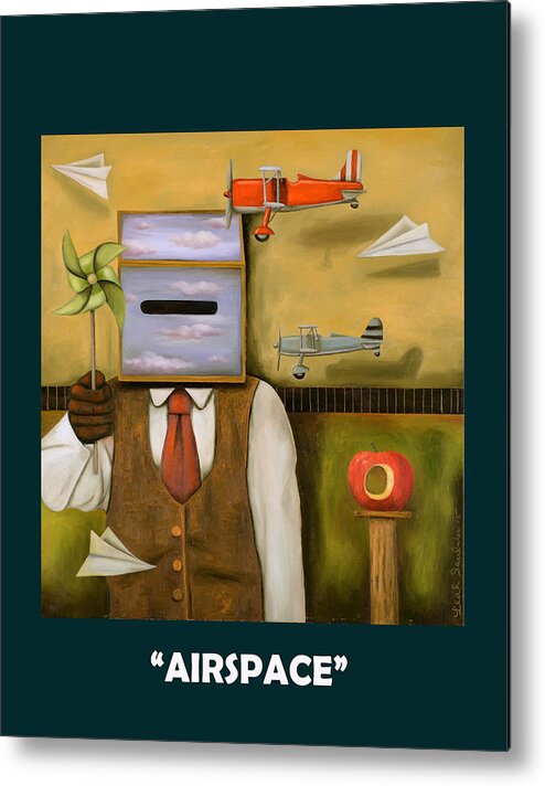 Airspace Metal Print featuring the painting Air Space with Lettering by Leah Saulnier The Painting Maniac