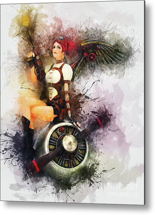 Aircraft Metal Print featuring the painting Aircraft Girl by Ian Mitchell