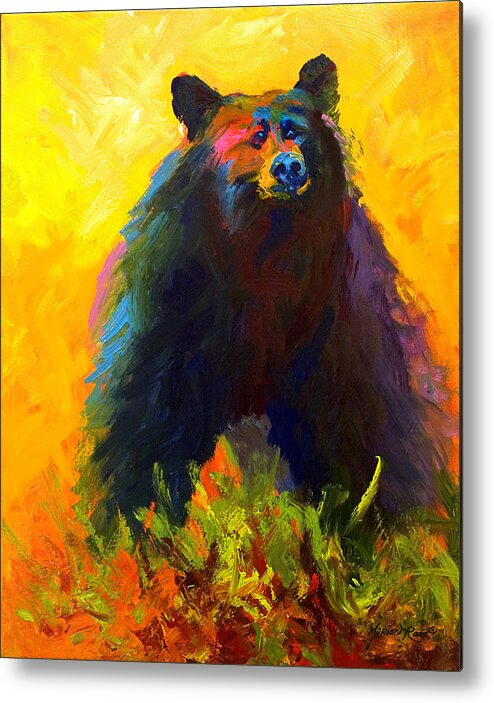 Western Metal Print featuring the painting Alert - Black Bear by Marion Rose