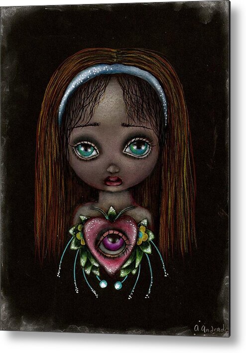 Alice In Wonderland Metal Print featuring the painting Alicia by Abril Andrade