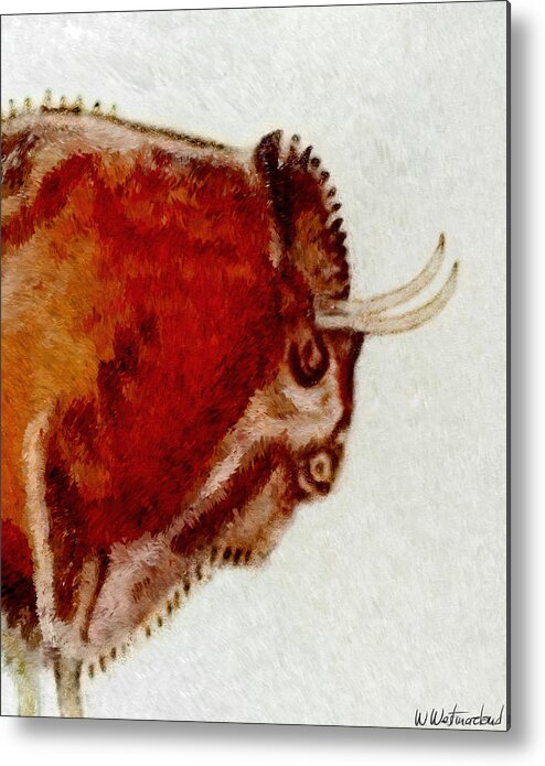 Altamira Metal Print featuring the digital art Altamira Prehistoric Bison Detail by Weston Westmoreland